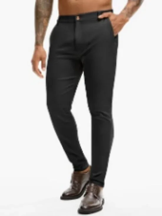 Stretch Dress Pants Slim Fit Skinny Wrinkle Free Expandable Waist Golf Pant
